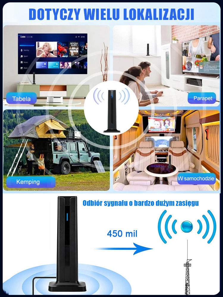 ⚡️Cyfrowa antena telewizyjna w wysokiej rozdzielczości, odbiór sygnału 4K w super jakości✨Bez opłat miesięcznych, podłącz i oglądaj