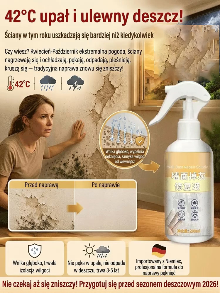 🛠️【Import z Niemiec】Nano Ceramic Wall Repair Spray: Profesjonalna ochrona zapobiegająca pęknięciom i przesiąkaniu wody.