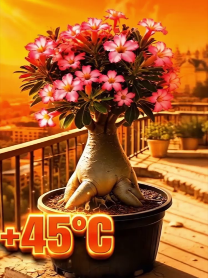 🌵 Odkryj różę pustyni – przetrwa z łatwością nawet bez wody! Wytrzymuje bez podlewania aż do 30 dni, więc nie musisz się martwić, nawet gdy wyjeżdżasz w podróż.