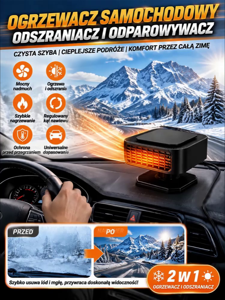 ❄️Koniec z Zimnem w Aucie! Mini Farelka Samochodowa 12V – Natychmiastowe Warmłe Powietrze i Czyste Szyby bez Czekania