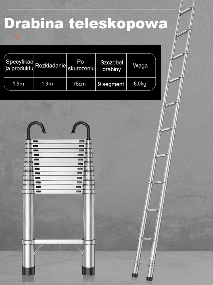 🏆Bezpieczna, stabilna i wszechstronna drabina teleskopowa do łatwych napraw domowych🌺