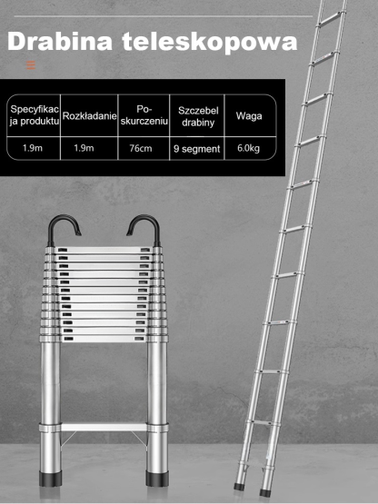 🏆Bezpieczna, stabilna i wszechstronna drabina teleskopowa do łatwych napraw domowych🌺
