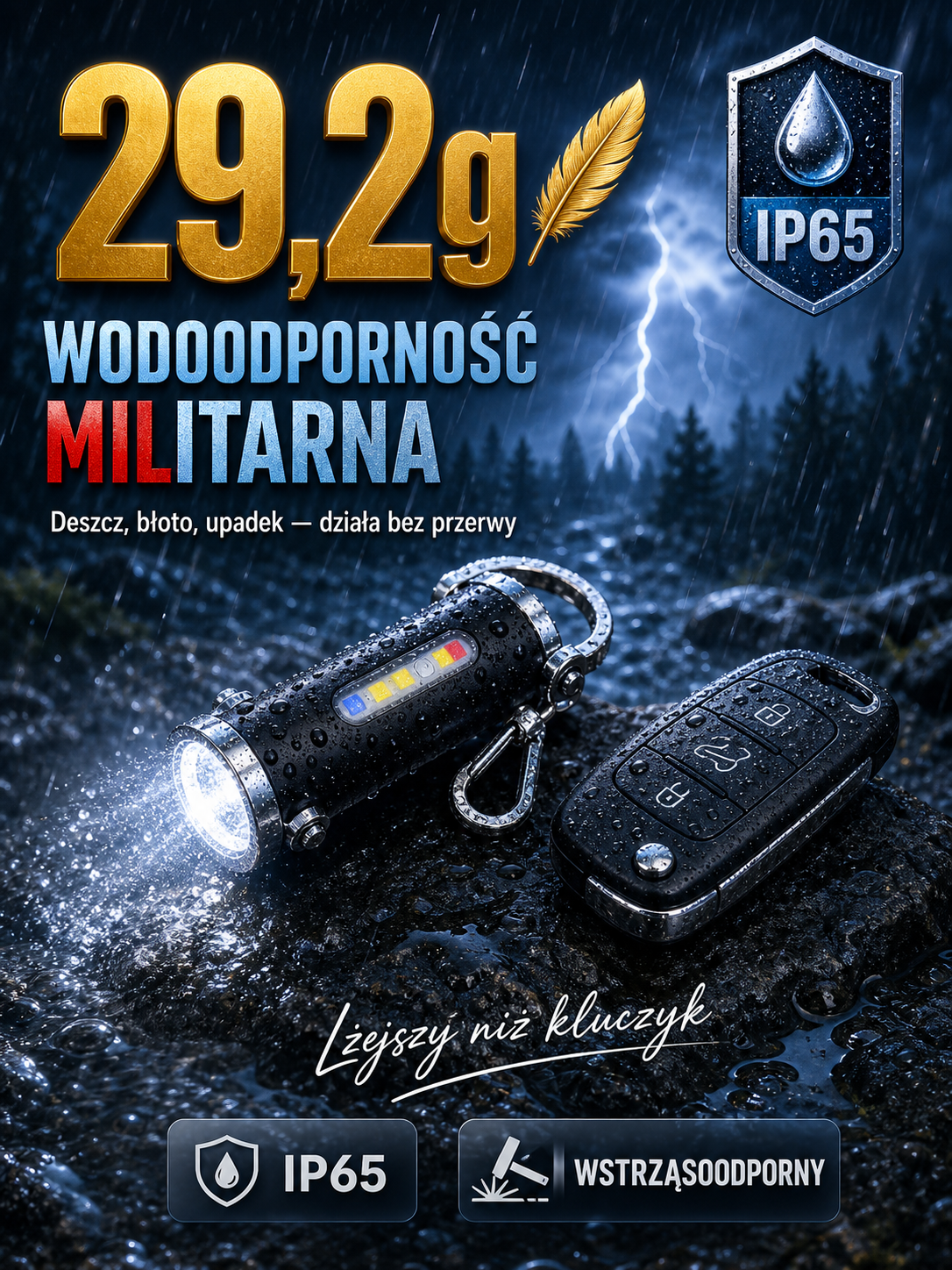 🚨【Wielofunkcyjny】Latarka ratunkowa SOS💡Silne/słabe/migające tryby świetlne, dostosowane do różnych potrzeb