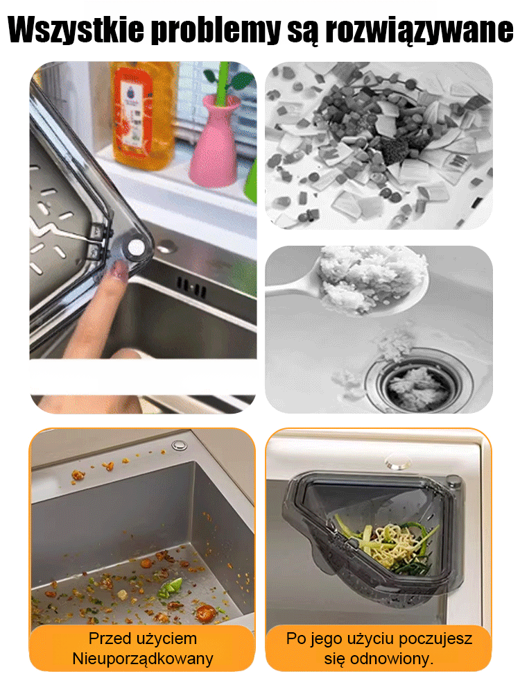 ✨ Montaż magnetyczny bez wiercenia, trwały materiał PET łatwy w czyszczeniu, separacja mokrego i suchego bez zajmowania miejsca