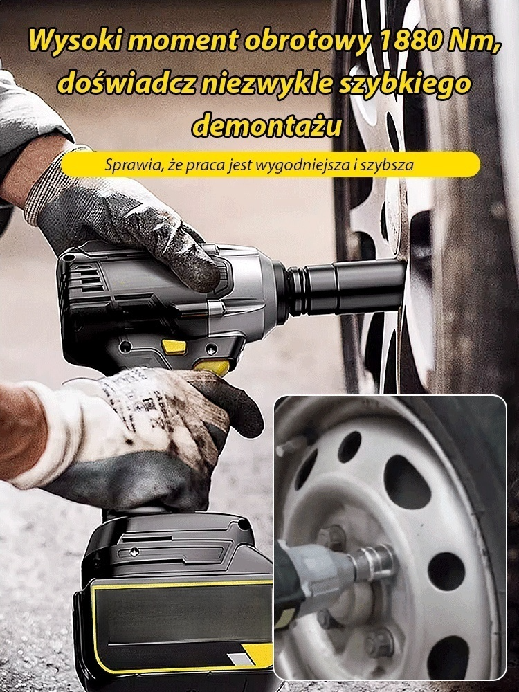 🔩Wielofunkcyjny klucz udarowy litowo-jonowy, 💡mocne narzędzie spełniające różne potrzeby budowlane