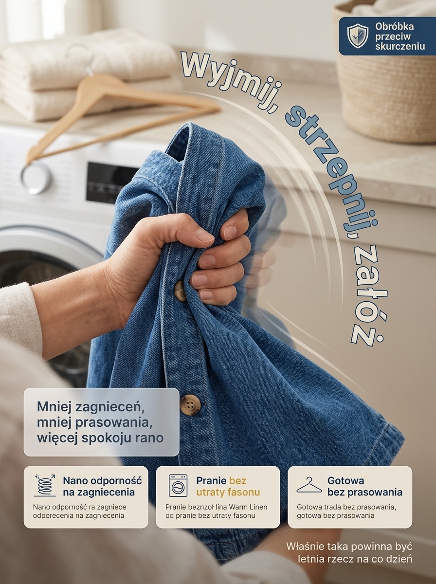 ✨Zapomnij o fałdkach! Krój H-Line wysmukla sylwetkę o 10 kg. 100% bawełna, zero gniecenia.