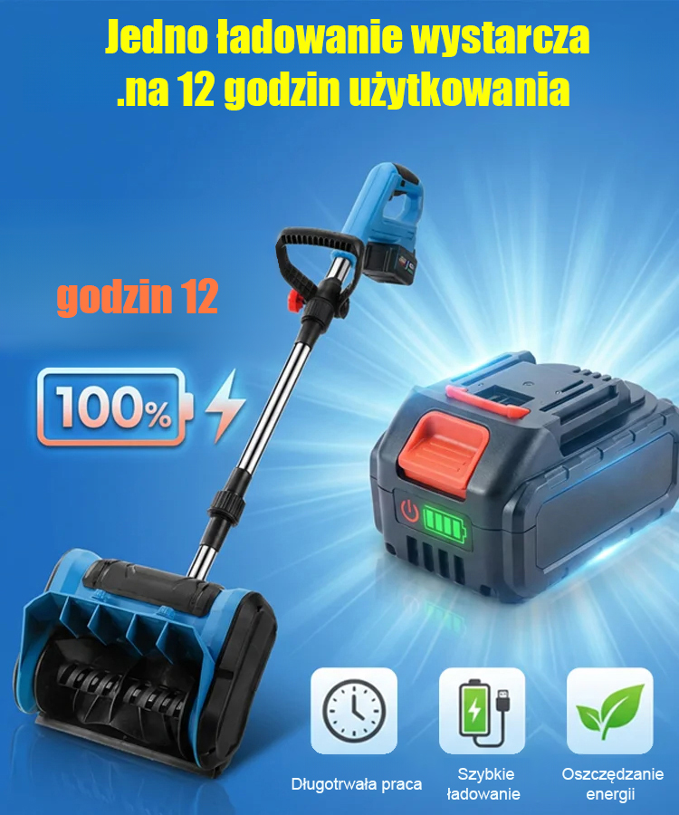 🏠 Domowy, wysokowydajny, akumulatorowy odśnieżacz z mocnym silnikiem elektrycznym + szeroki zakres czyszczenia, bez trudu poradzi sobie z grubą warstwą śniegu