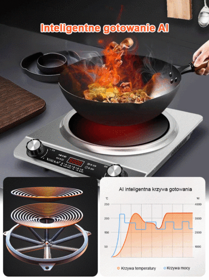 🔥Wysokowydajna, szybko nagrzewająca się kuchenka indukcyjna🌟Duża moc, wklęsła konstrukcja, odpowiednia do różnych potrzeb kulinarnych