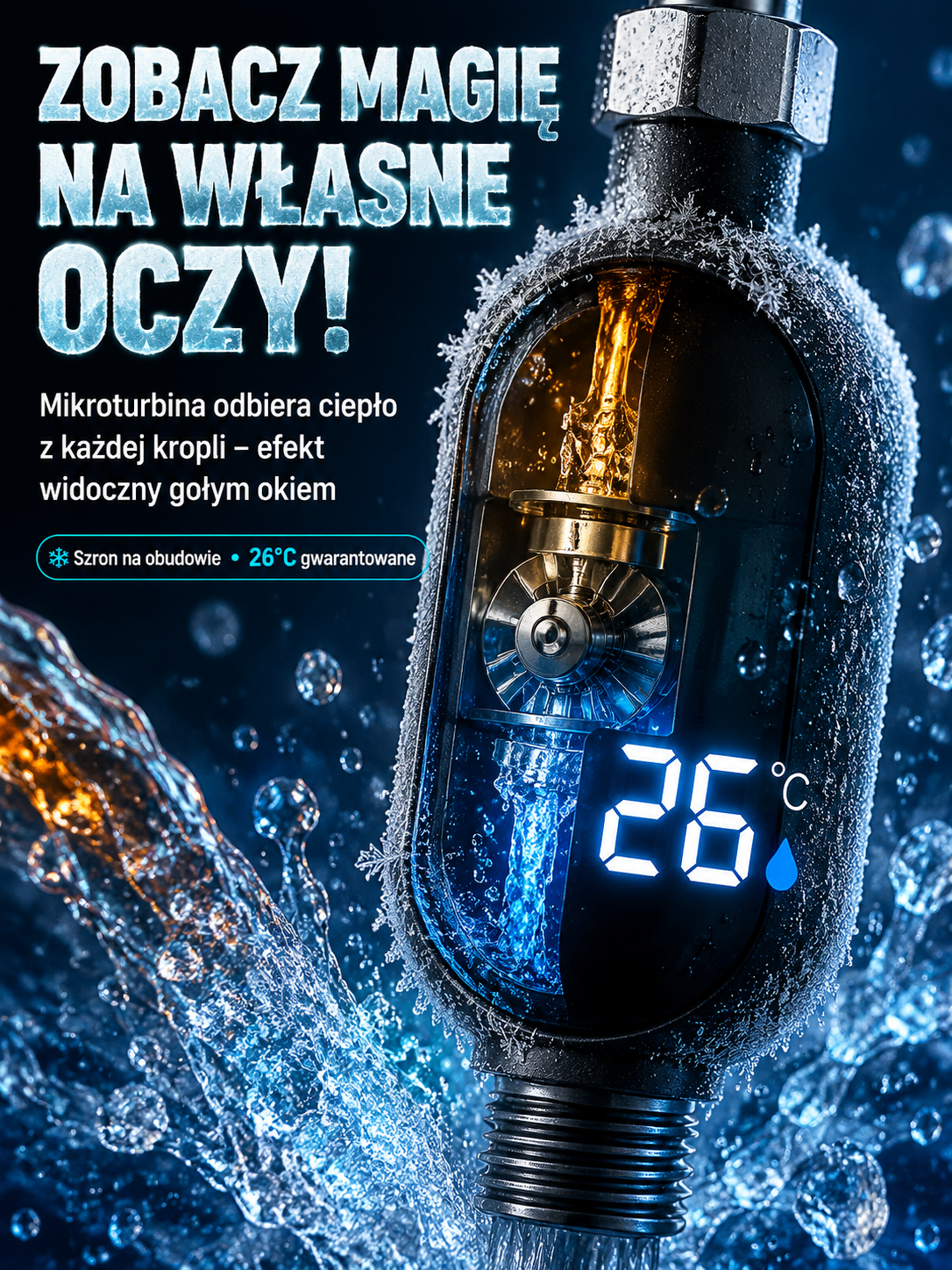 Inteligentny podgrzewacz i schładzacz prysznicowy z cyfrowym wyświetlaczem temperatury 🌡️ Ciesz się orzeźwiająco lodowatą wodą w zaledwie 3 sekundy! 💧