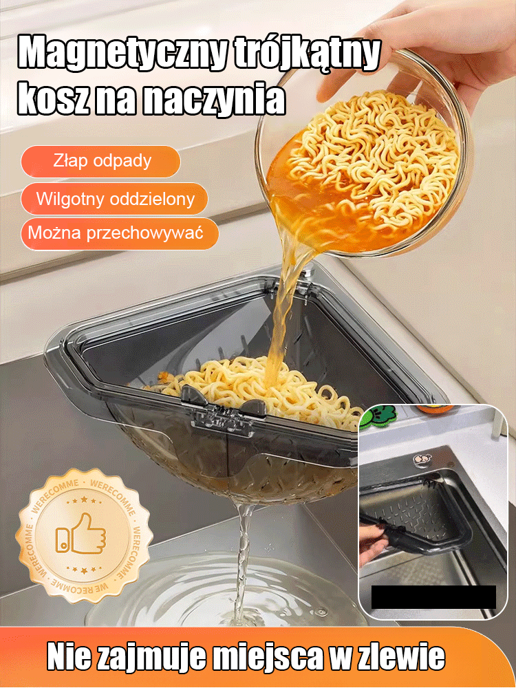 ✨ Montaż magnetyczny bez wiercenia, trwały materiał PET łatwy w czyszczeniu, separacja mokrego i suchego bez zajmowania miejsca