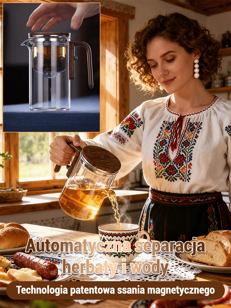🌿Czajnik filtrujący z funkcją szybkiego dotknięcia — oddziela liście herbaty od herbaty w zaledwie 3 sekundy, 🍃dzięki czemu parzenie herbaty staje się łatwe i eleganckie.