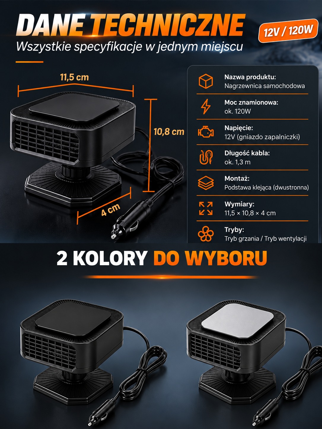 ❄️Koniec z Zimnem w Aucie! Mini Farelka Samochodowa 12V – Natychmiastowe Warmłe Powietrze i Czyste Szyby bez Czekania