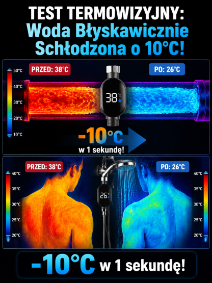 Inteligentny podgrzewacz i schładzacz prysznicowy z cyfrowym wyświetlaczem temperatury 🌡️ Ciesz się orzeźwiająco lodowatą wodą w zaledwie 3 sekundy! 💧