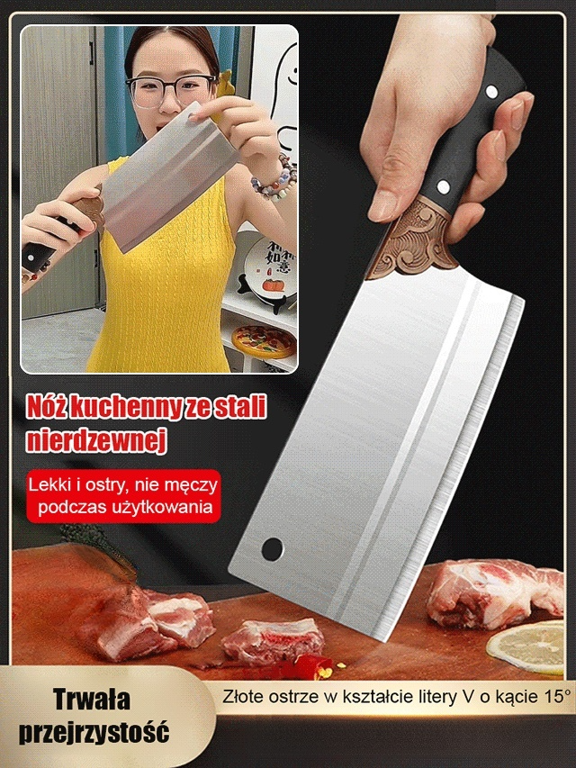 🔪Super ostry nóż kuchenny ze stali nierdzewnej✨ do precyzyjnego krojenia i łatwego obchodzenia się z różnymi składnikami