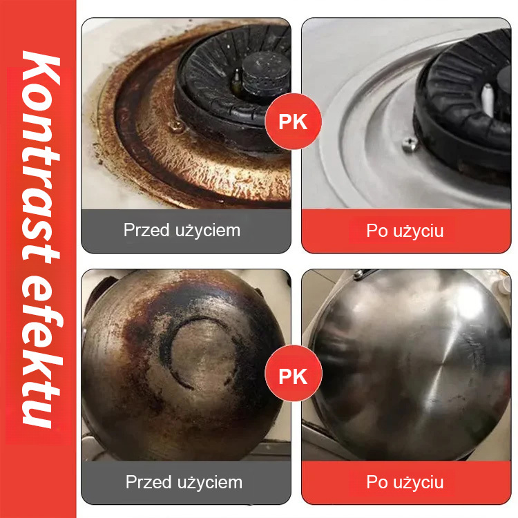 ✨Wysoce skuteczny środek do usuwania plam z dna garnków, 💡łatwo przywraca pierwotny blask przyborom kuchennym.