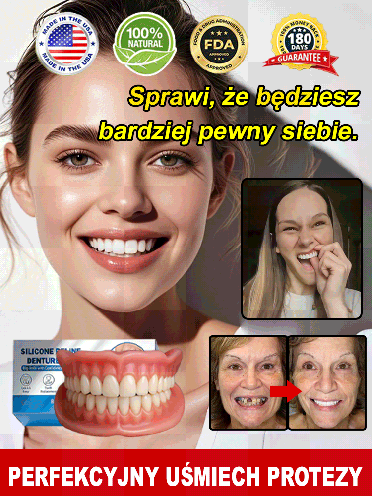 Bez względu na to, czy masz pełny komplet zębów, szerokie przestrzenie między zębami, czy w ogóle nie masz zębów, ta proteza idealnie się dopasuje! 🔥