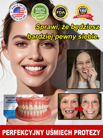 Bez względu na to, czy masz pełny komplet zębów, szerokie przestrzenie między zębami, czy w ogóle nie masz zębów, ta proteza idealnie się dopasuje! 🔥