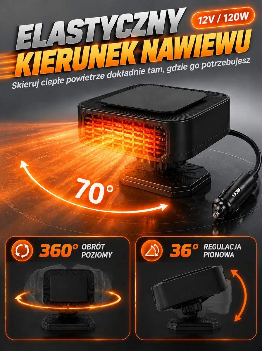 ❄️Koniec z Zimnem w Aucie! Mini Farelka Samochodowa 12V – Natychmiastowe Warmłe Powietrze i Czyste Szyby bez Czekania