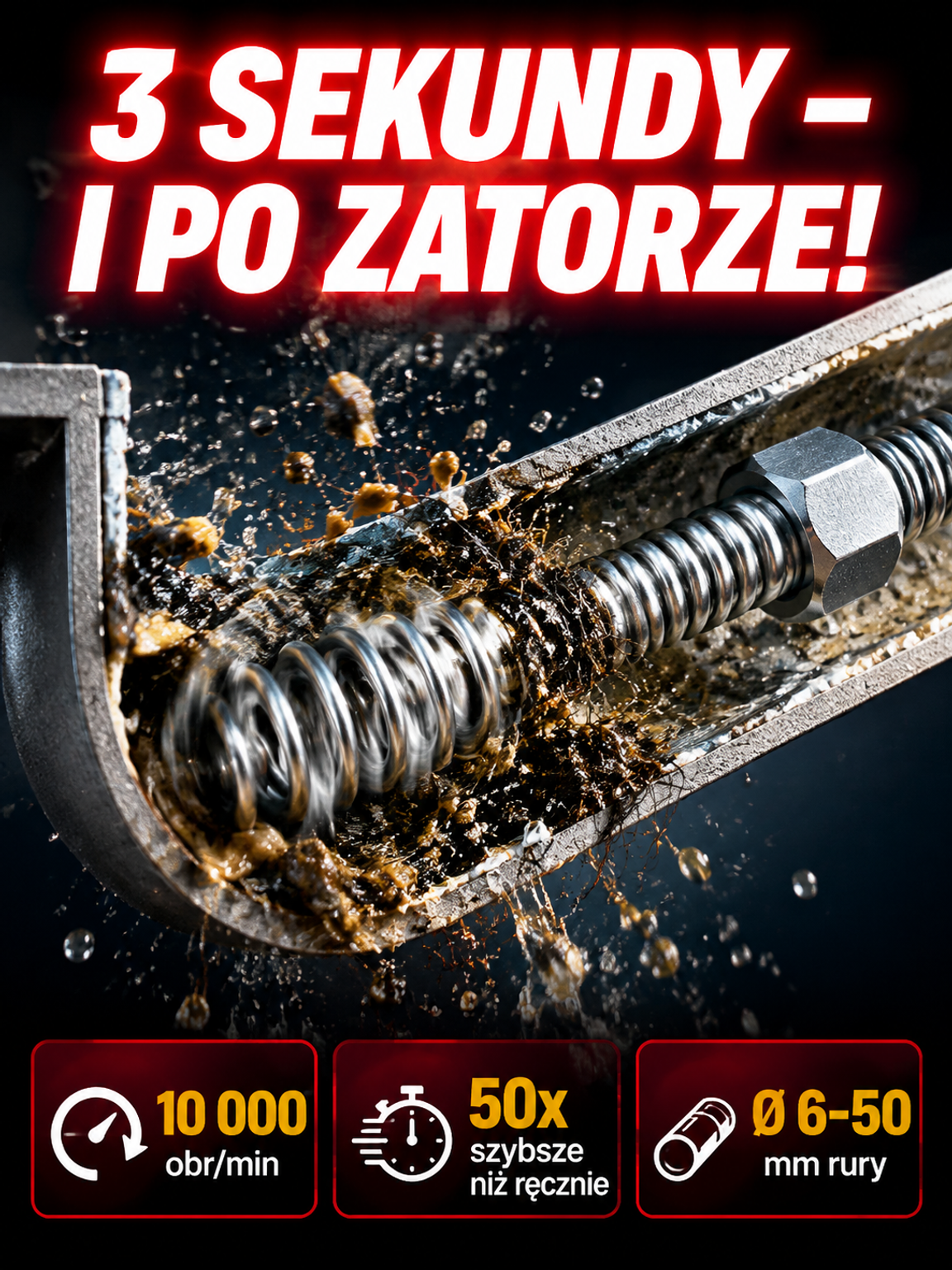 🔥 Udrożnij rurę w zaledwie 3 sekundy! Nie musisz już wzywać hydraulika!