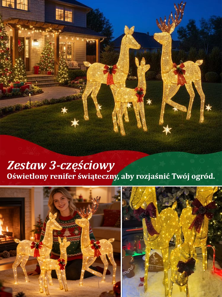 🦌 Rozświetl magiczny zimowy dzień! Świąteczny świecący jelonek w ogrodzie 🎄 Niezbędny element dekoracji świątecznych ❄️