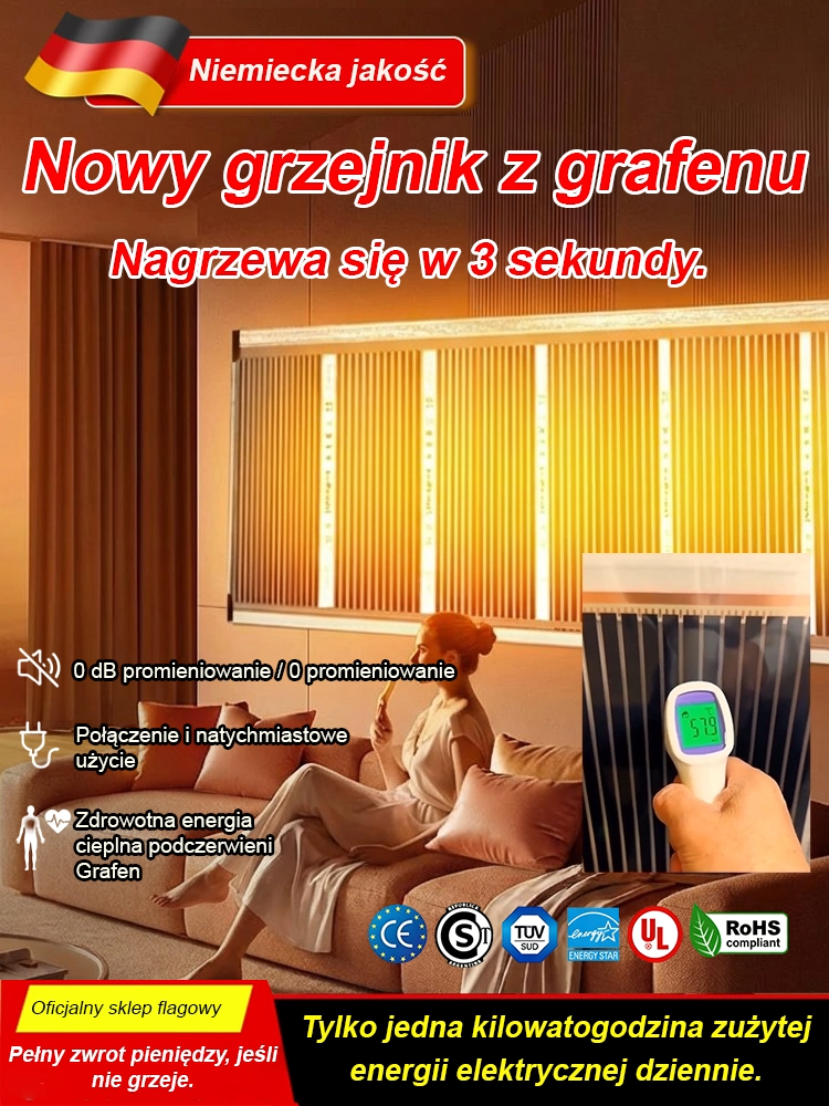 🔥 Niemiecka topowa grzejka ścienna z grafenu ✨