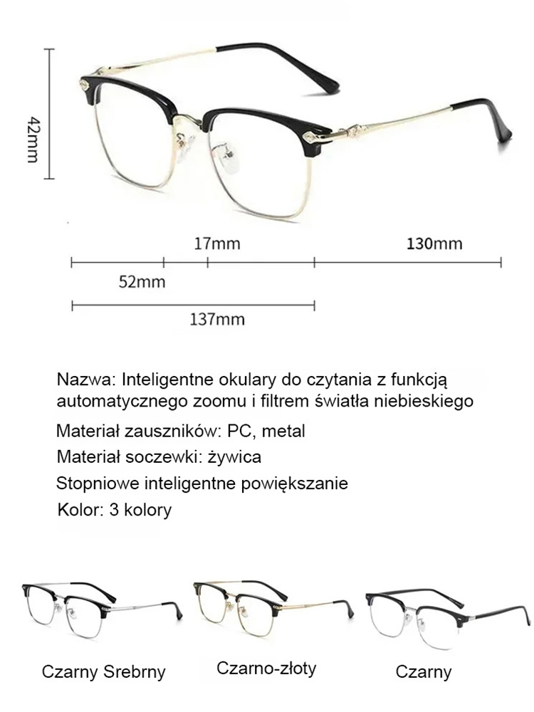 ✨Magiczne okulary 3 w 1✨ Automatyczny zoom do czytania, komputera i dali. Koniec ze zdejmowaniem!