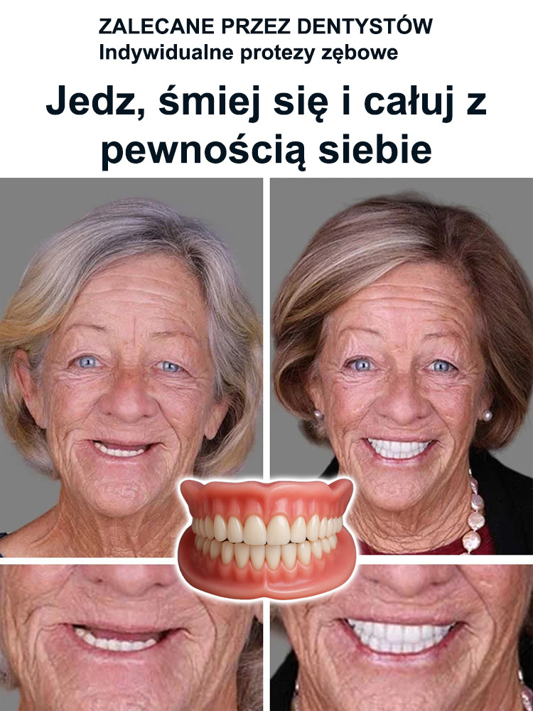Bez względu na to, czy masz pełny komplet zębów, szerokie przestrzenie między zębami, czy w ogóle nie masz zębów, ta proteza idealnie się dopasuje! 🔥