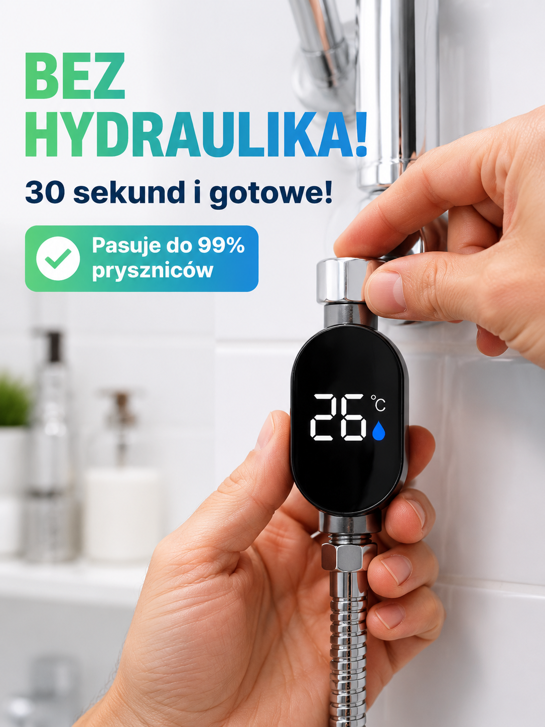 Inteligentny podgrzewacz i schładzacz prysznicowy z cyfrowym wyświetlaczem temperatury 🌡️ Ciesz się orzeźwiająco lodowatą wodą w zaledwie 3 sekundy! 💧