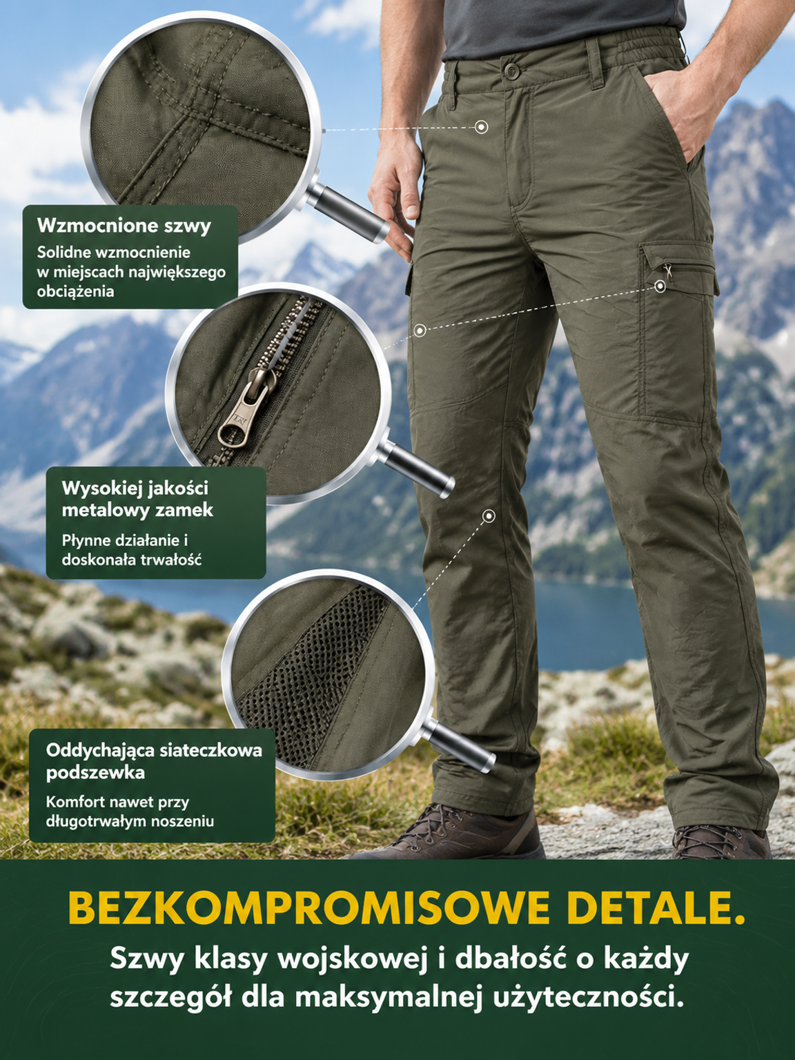 🛡️Pancerne Spodnie Robocze i Outdoorowe (50 000 Testów) – Wodoodporne, Szybkoschnące, Pas Elastyczny +5 cm