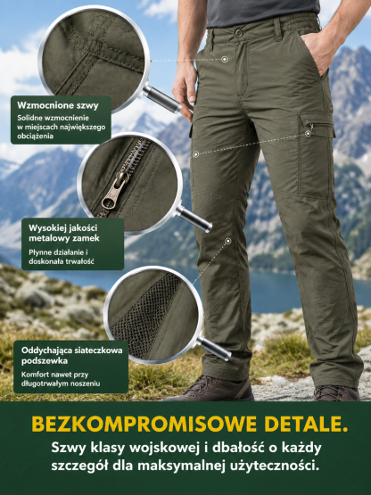 🛡️Pancerne Spodnie Robocze i Outdoorowe (50 000 Testów) – Wodoodporne, Szybkoschnące, Pas Elastyczny +5 cm