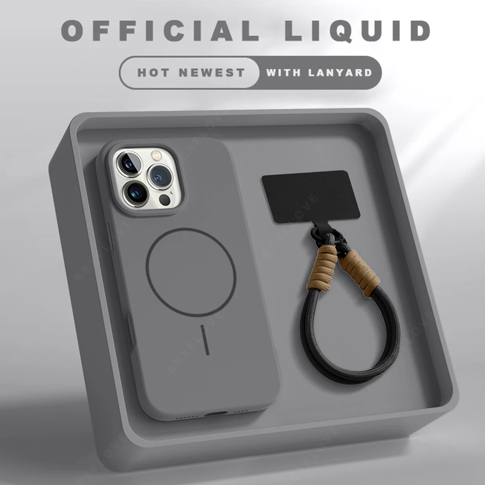 Magnetic Silicone Lanyard Case for iPhone (MagSafe Compatible)-NookShell