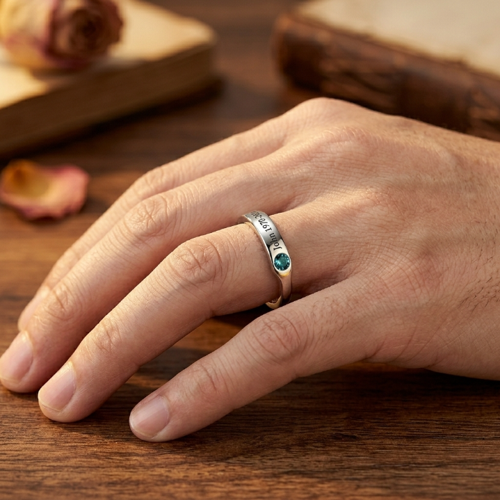 Personalized Birthstone Name Memorial Ring