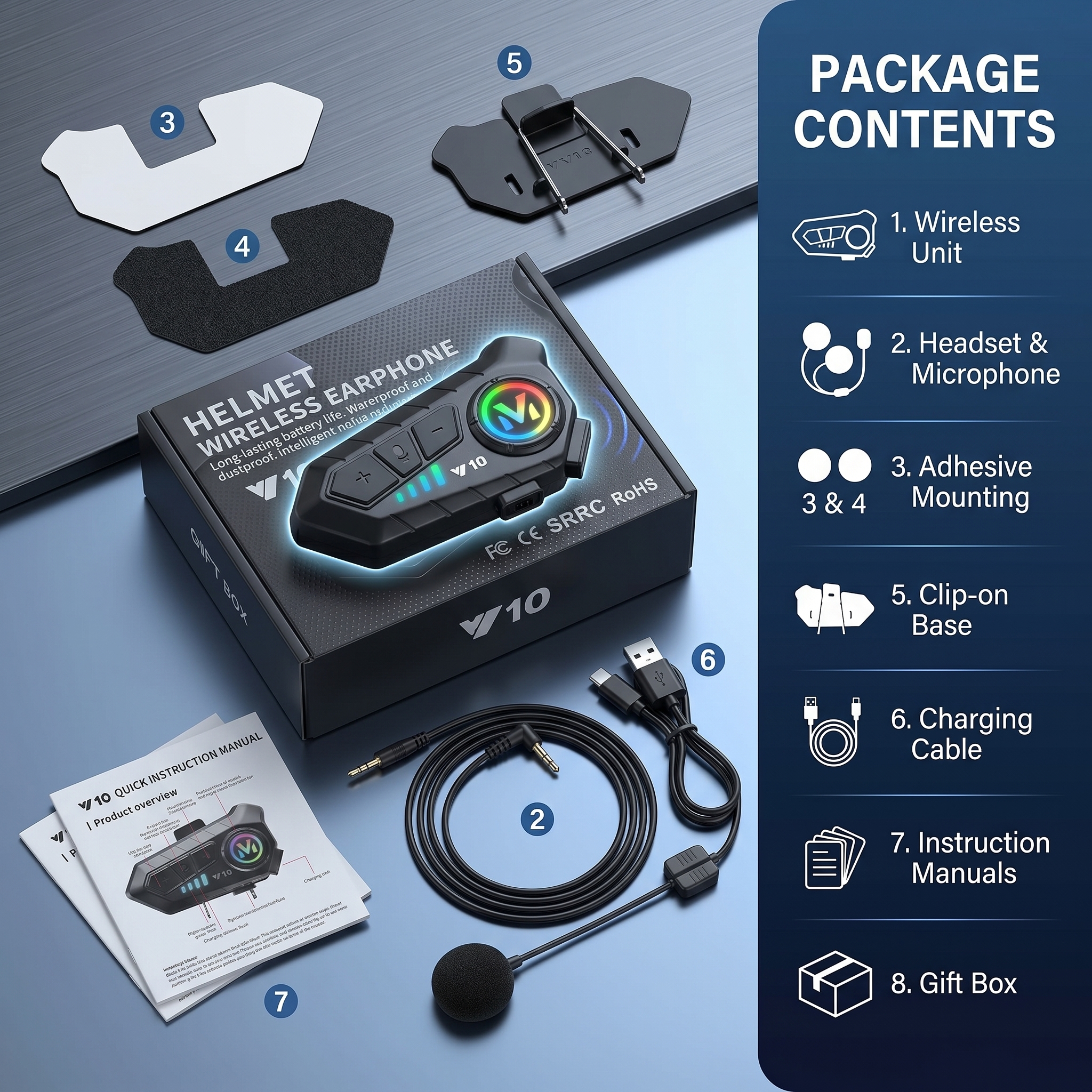 🔥Limited Time Sale 45% OFF - Motorcycle Helmet Speakers High Battery Life Helmet Headphone