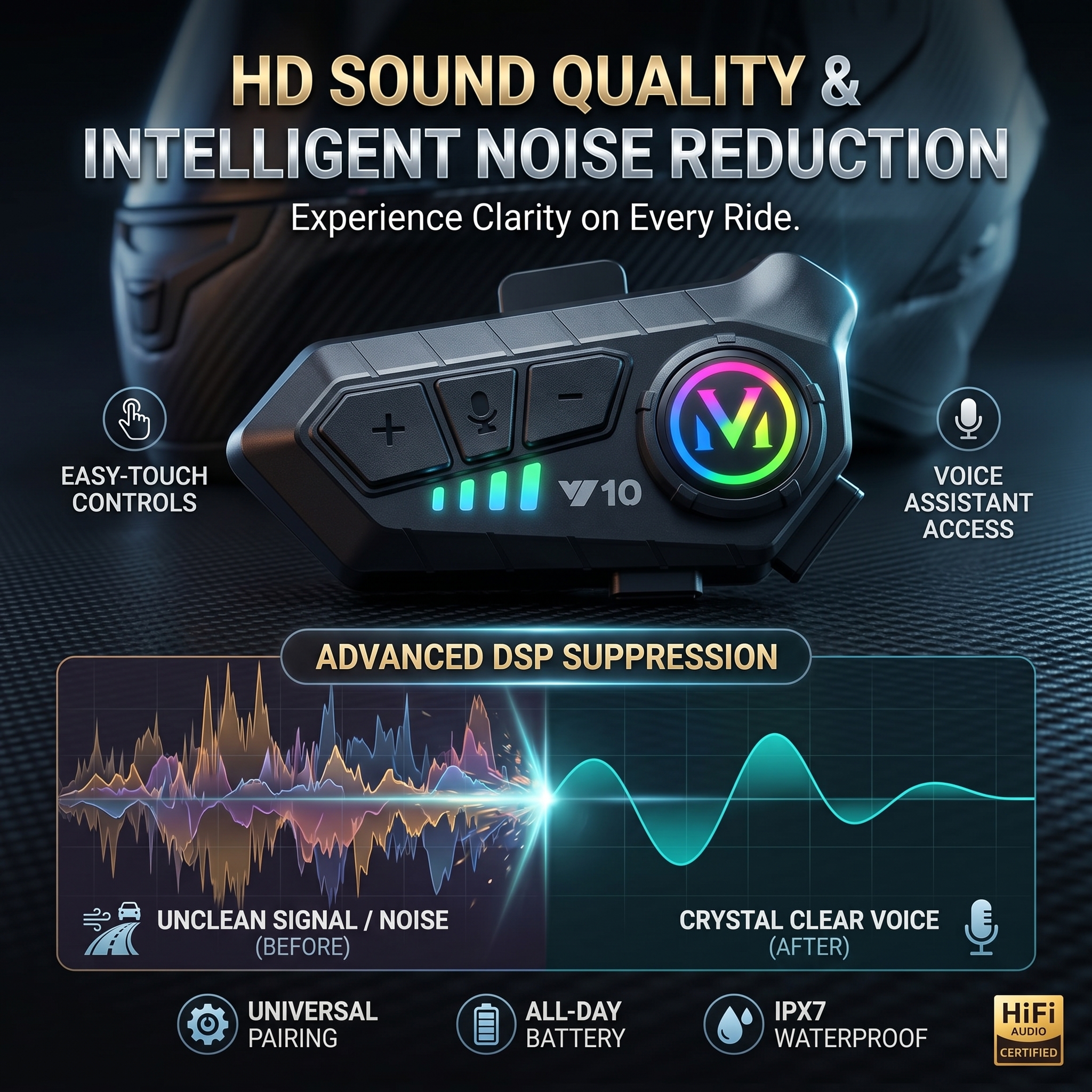 🔥Limited Time Sale 45% OFF - Motorcycle Helmet Speakers High Battery Life Helmet Headphone