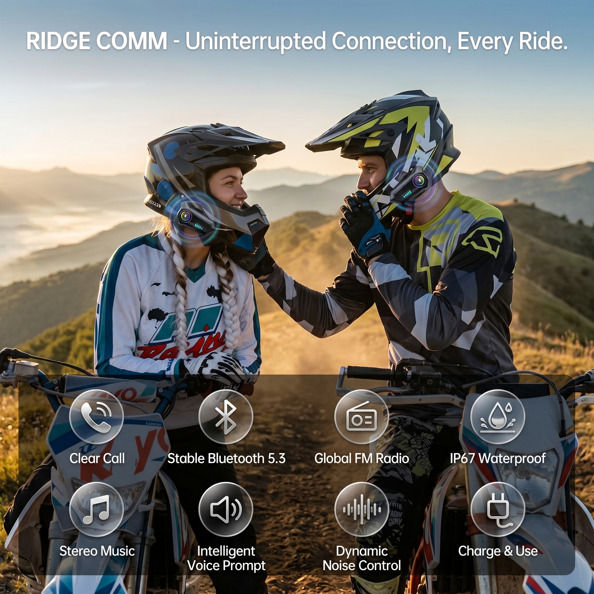 🔥Limited Time Sale 45% OFF - Motorcycle Helmet Speakers High Battery Life Helmet Headphone