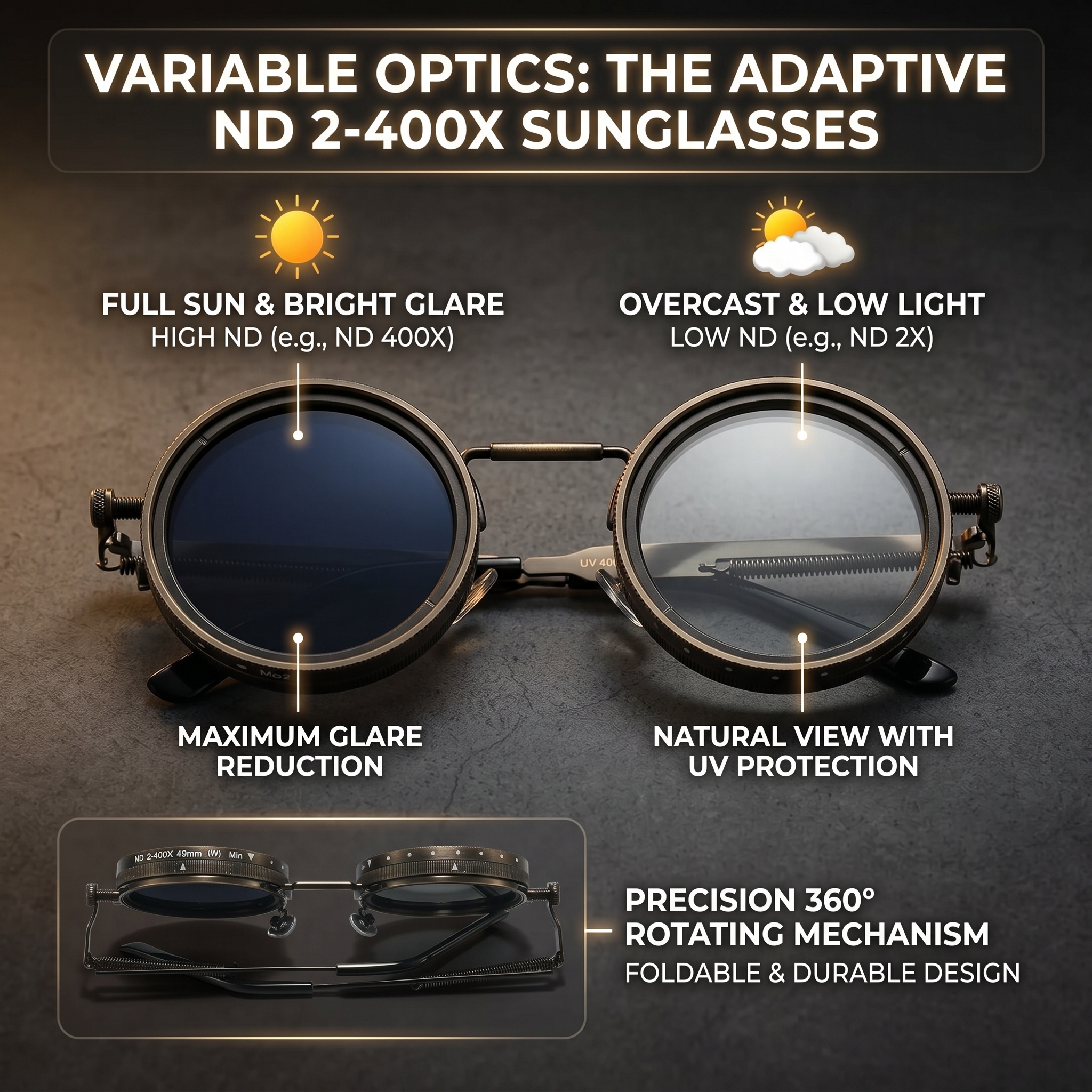 💥Last Day Promotion 49% OFF -🌟Retro Adjustable Tint Polarized Sunglasses