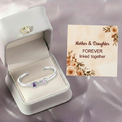 FOR MOM - CUSTOMIZED DOUBLE BIRTHSTONES INFINITY OPEN BRACELET