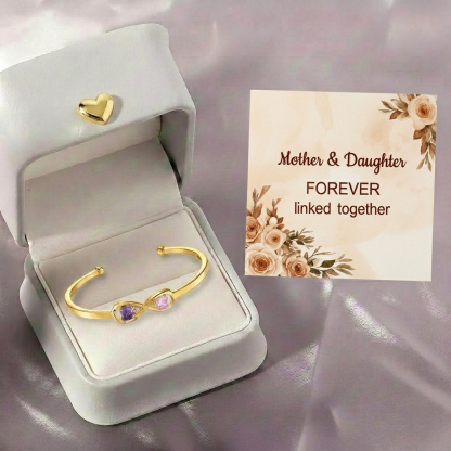 FOR MOM - CUSTOMIZED DOUBLE BIRTHSTONES INFINITY OPEN BRACELET
