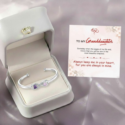 FOR GRANDDAUGHTER - CUSTOMIZED DOUBLE BIRTHSTONES INFINITY OPEN BRACELET