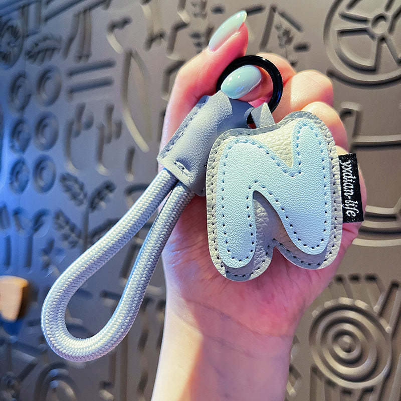 Creative Cartoon Leather 26 Letters Keychain