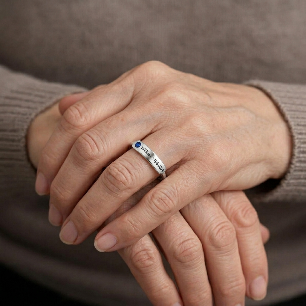 Personalized Birthstone Name Memorial Ring