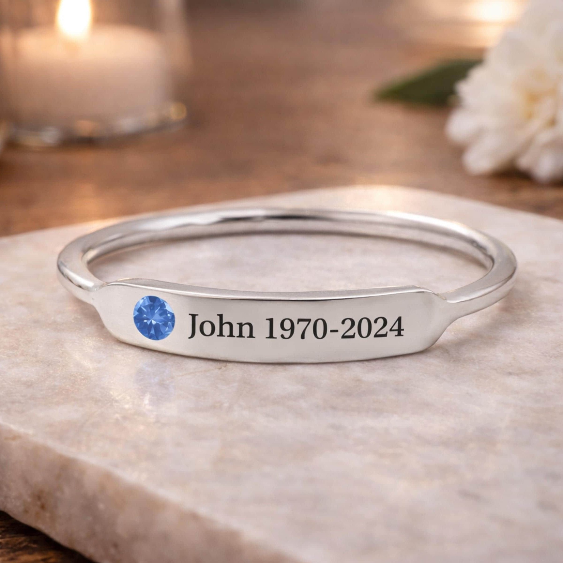 Personalized Birthstone Name Memorial Ring