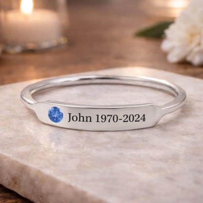 Personalized Birthstone Name Memorial Ring