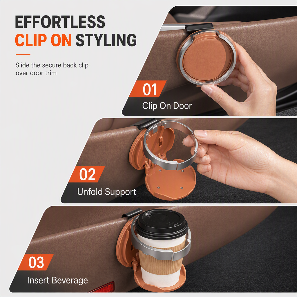 🚗 Universal Foldable Car Cup Holder – Space-Saving Drink & Phone Holder