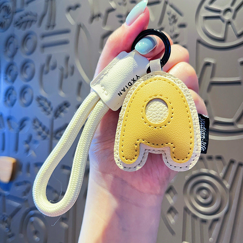 Creative Cartoon Leather 26 Letters Keychain