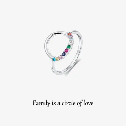 FOR MOM/GRANDMA - CUSTOMIZED 1-10 FAMILY BIRTHSTONES REUNION CIRCLE WOMEN RING