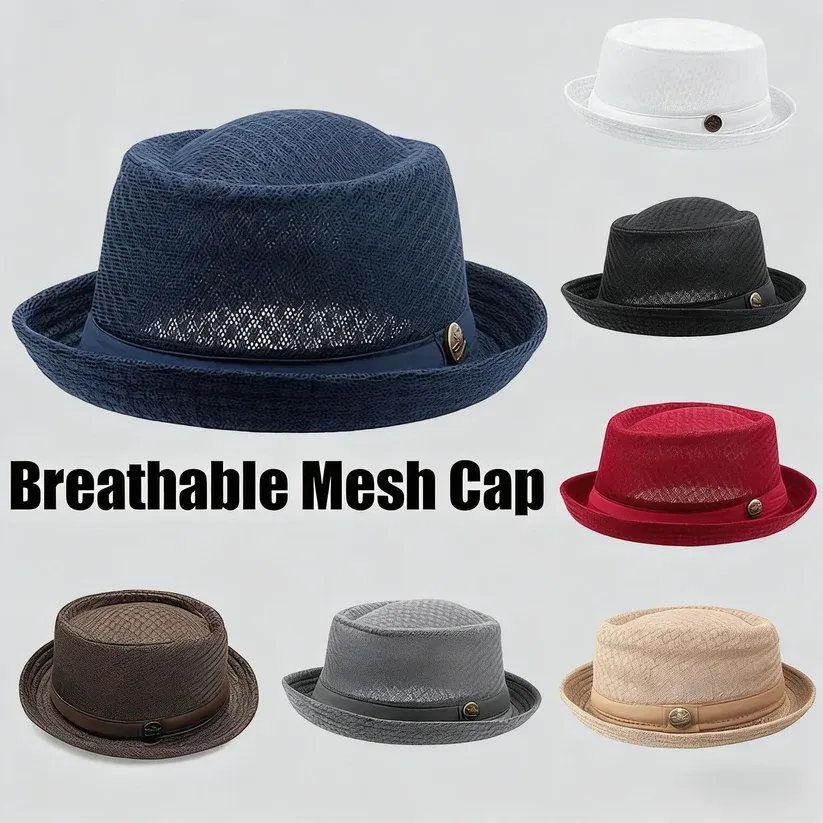 Unisex Breathable Mesh Pork Pie Hat