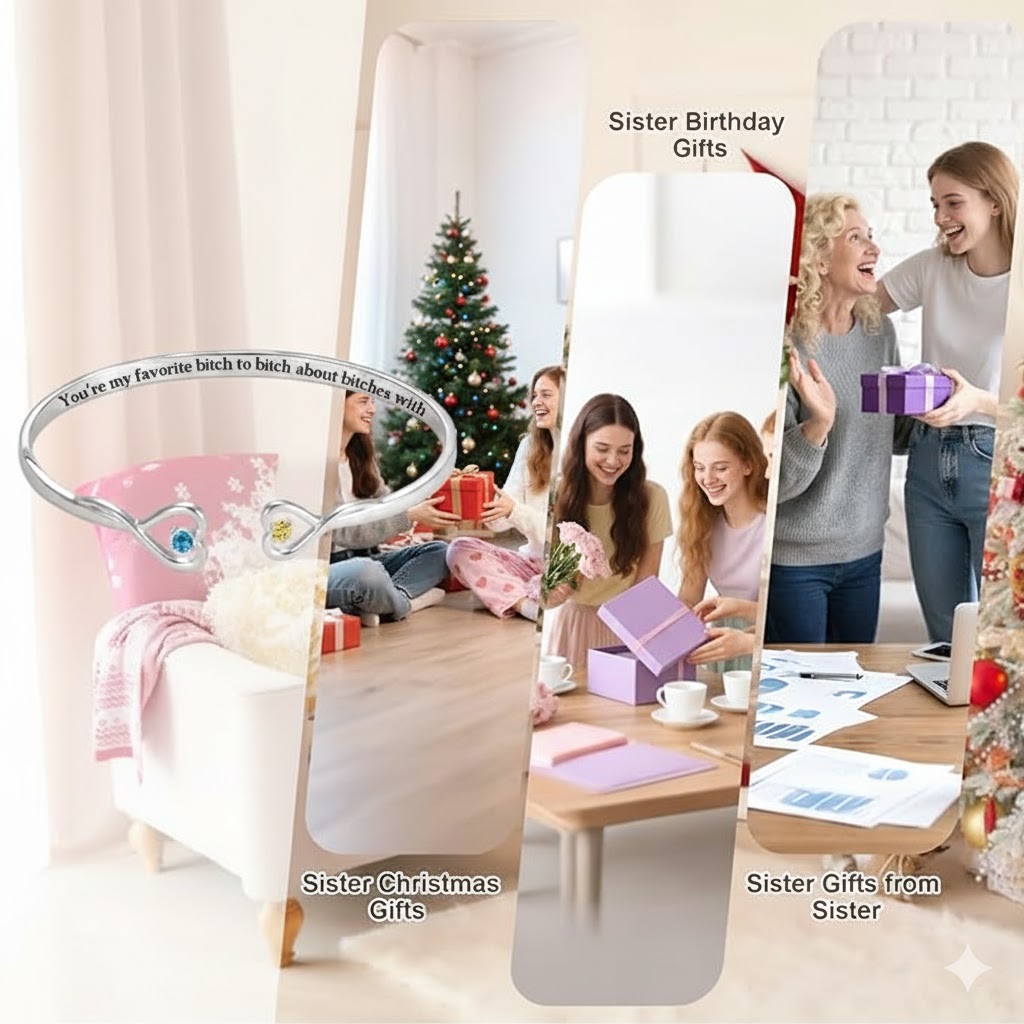 For Best Friend - You're My Favorite Bitch Double Hearts Custom Birthstones Bracelet