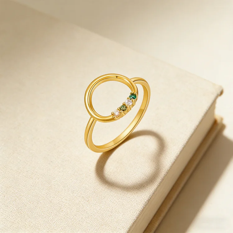 FOR MOM/GRANDMA - CUSTOMIZED 1-10 FAMILY BIRTHSTONES REUNION CIRCLE WOMEN RING