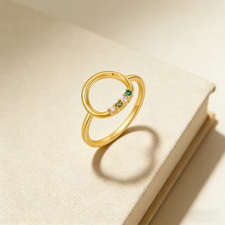 FOR MOM/GRANDMA - CUSTOMIZED 1-10 FAMILY BIRTHSTONES REUNION CIRCLE WOMEN RING